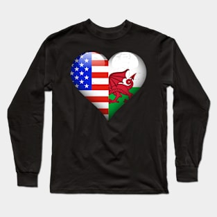 Half American Half Welsh - Gift for Welsh From Wales Long Sleeve T-Shirt